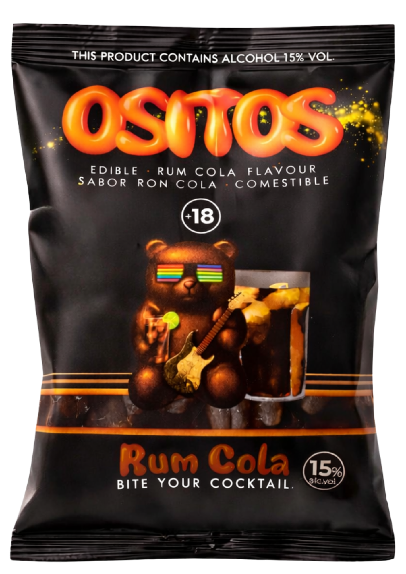 Ron Cola Ositos servido en vaso con hielo