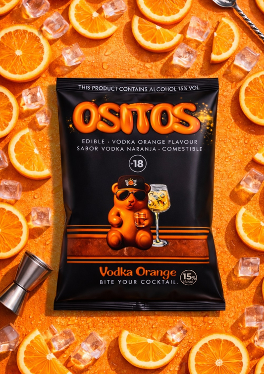Bolsita Vodka Sunrise Ositos — cóctel preparado al 15% de alcohol con vodka, naranja y granadina
